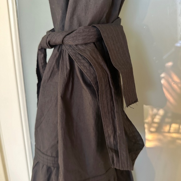 Anthropologie Love the Label Black Poplin Dress with puff sleeves and belt - Picture 9 of 12